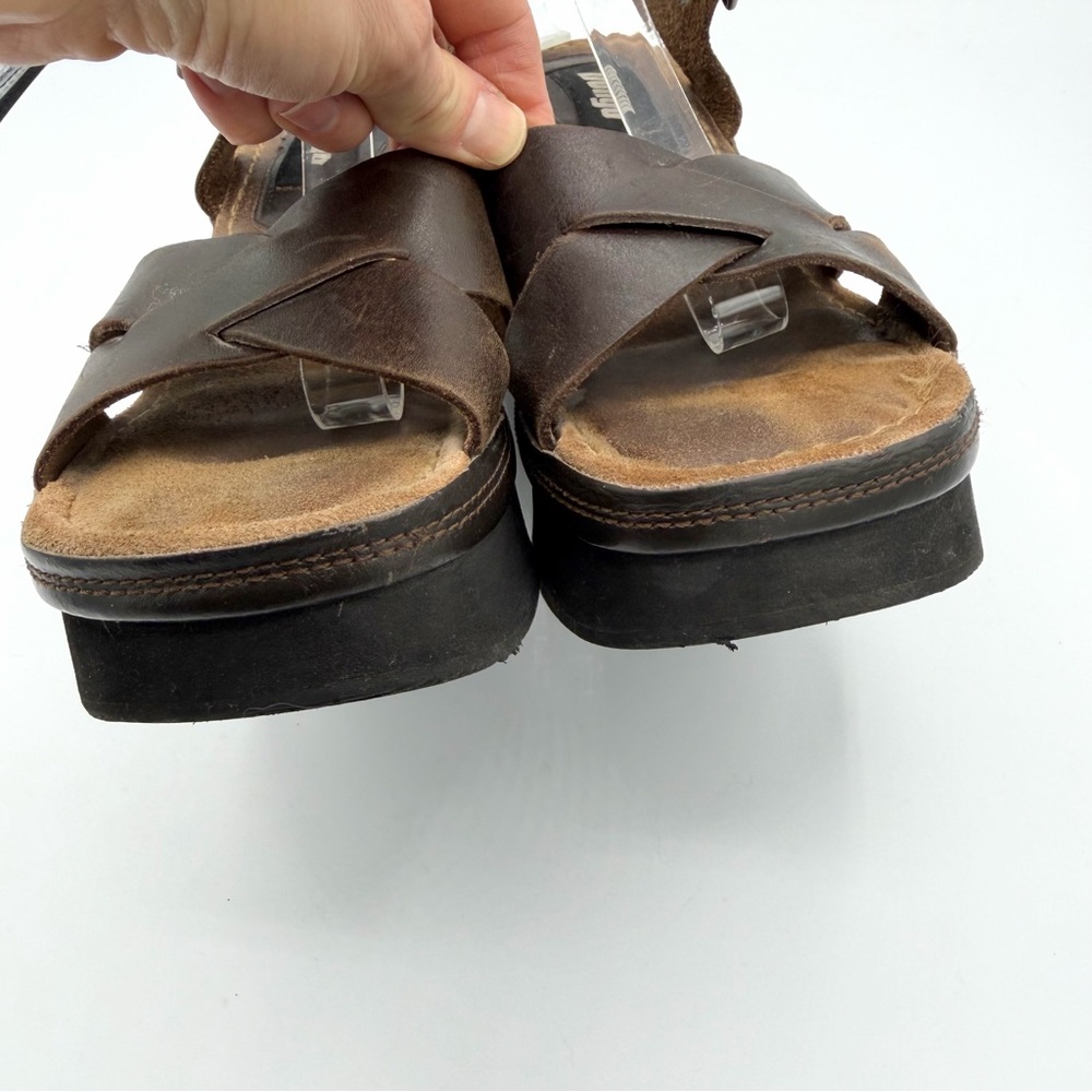 Vintage Y2K Bongo Brown Leather Platform Sandals adjustable strap 90s - Picture 7 of 11